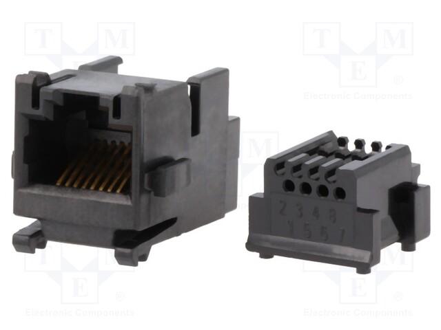 Socket; RJ45; PIN: 8; Cat: 5e; Layout: 8p8c; IDC