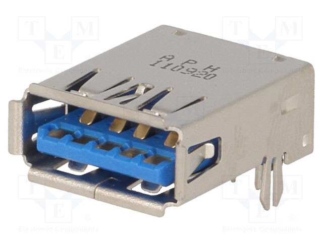 Socket; USB A; on PCBs,PCB snap; THT; angled 90°; inverse; USB 3.0