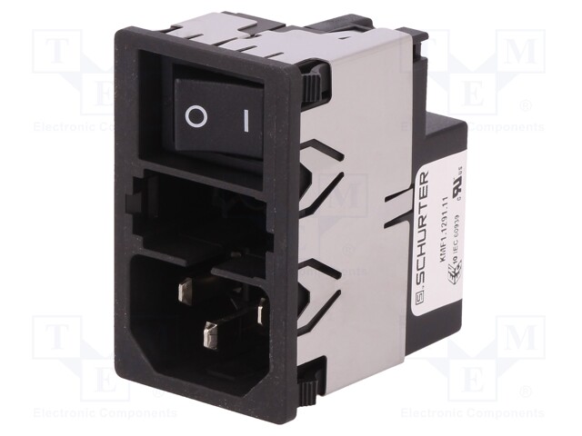 Connector: AC supply; socket; male; 10A; 250VAC; IEC 60320; 0.4mH