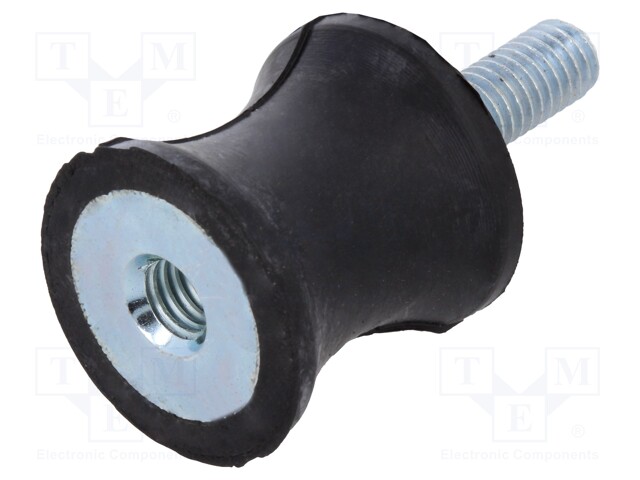 Vibration damper; M6; Ų:21mm; rubber; L:22mm; Thread len:18mm