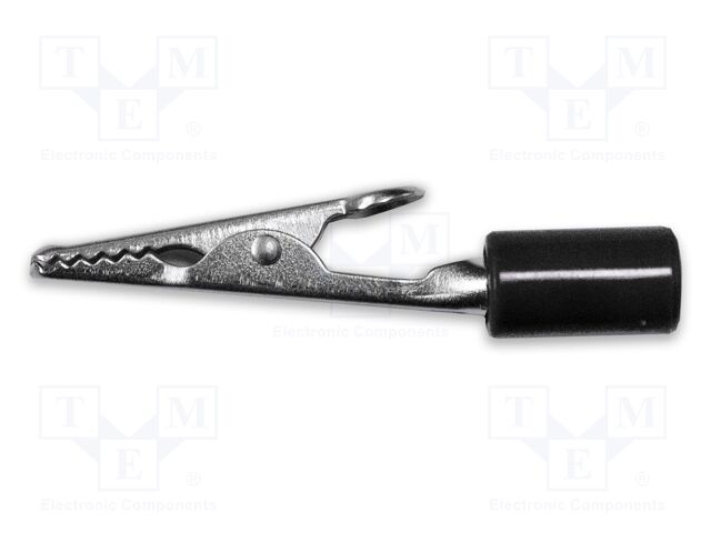 Crocodile clip; 10A; black; Grip capac: max.7.9mm; Contacts: steel