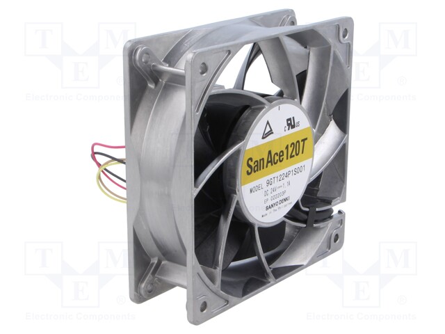 Axial Fan, San Ace 120T Series, High Temp Range, 24 V, DC, 120 mm, 38 mm, 211.8 cu.ft/min, 6 m³/min