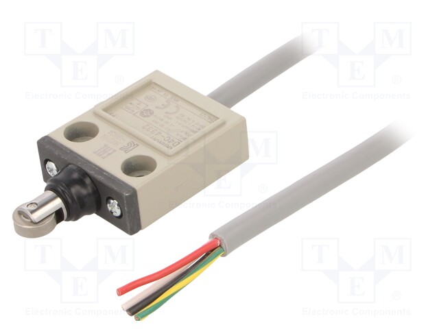 Limit switch; oblong metal roller Ø12mm; NO + NC; 2.5A; lead 5m