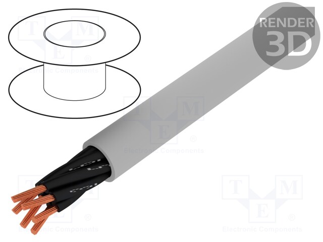 Wire; stranded; Cu; JZ-500; 6x0,75mm2; unshielded; grey; PVC