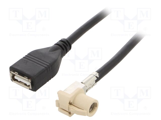 Cable; Fakra HSD plug angled,USB A socket; angled,straight; 1m
