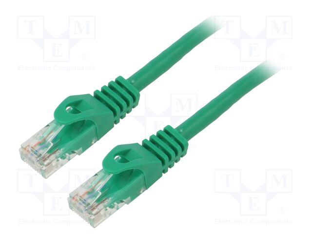 Patch cord; U/UTP; 5e; stranded; CCA; PVC; green; 5m; 26AWG; Cores: 8