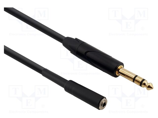 Cable; Jack 3.5mm socket,Jack 6,3mm plug; 1.5m; black; PVC