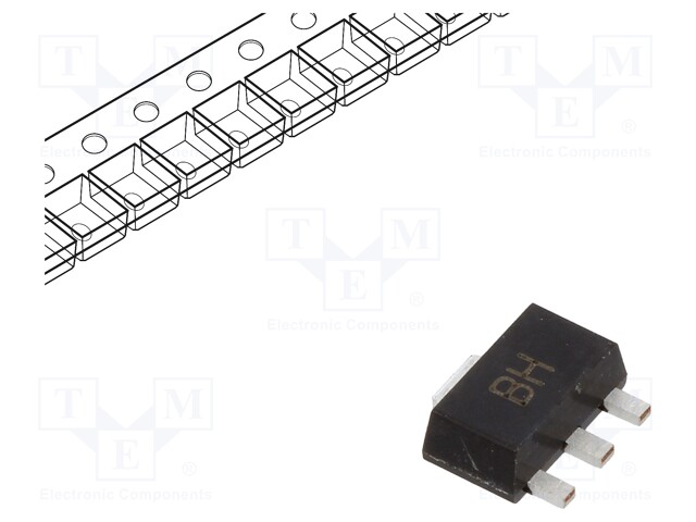 Transistor: NPN; bipolar; 80V; 1A; 1W; SOT89
