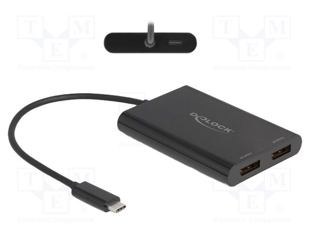 Adapter; DisplayPort socket x2,USB C socket,USB C plug; 0.2m