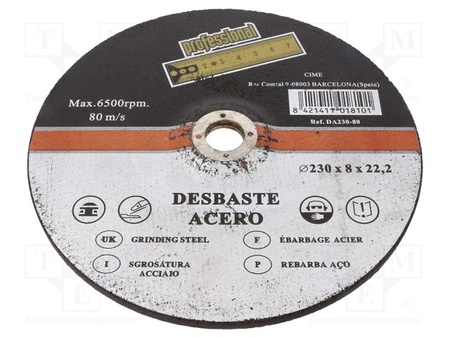 Grinding wheels; Ø: 230mm; Øhole: 22mm; Disc thick: 8mm