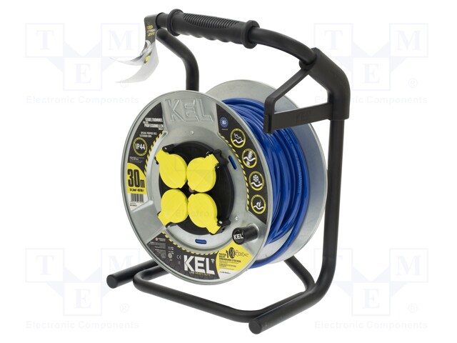 Extension lead; reel,with non-rotating sockets; Sockets: 4; PUR