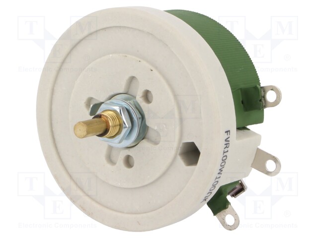 Potentiometer: shaft; single turn; 100Ω; 100W; ±10%; 6mm; wirewound