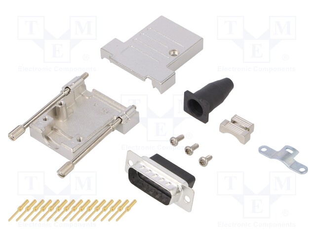 D-Sub; PIN: 15; plug; male; shielded,stamped and formed contacts