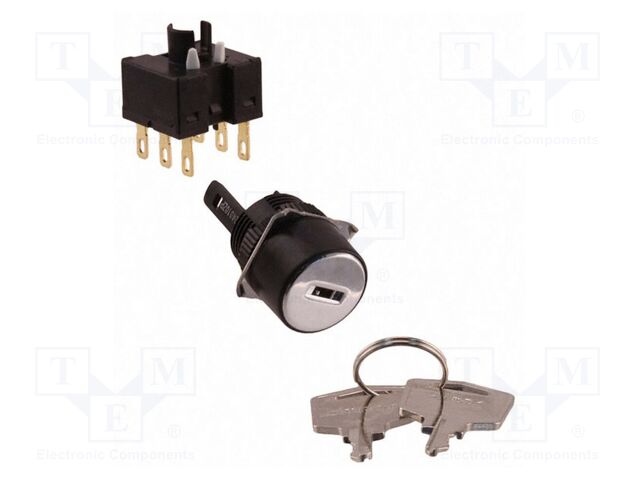 Switch: rotary with key; 16mm; Stabl.pos: 2; SPDT; black; IP65