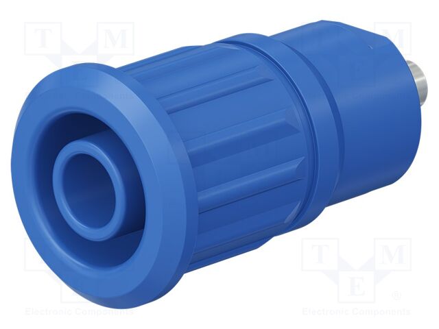 Socket; 4mm banana; 24A; 1kV; blue; nickel plated; on panel