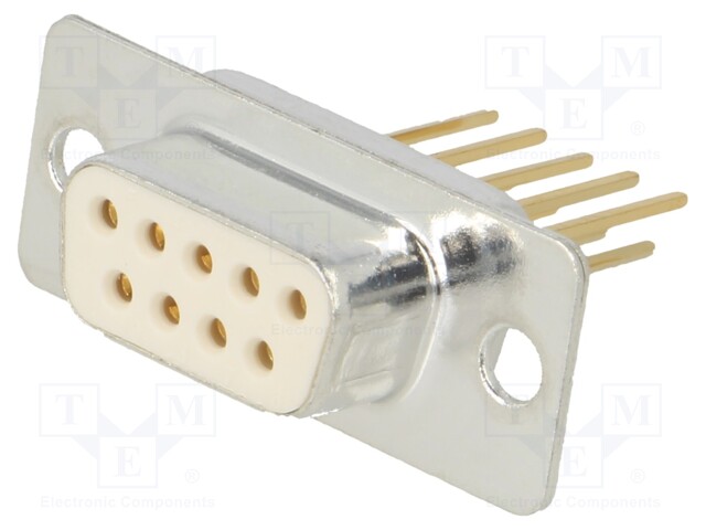 D-Sub; PIN: 9; socket; female; on PCBs; angled; THT