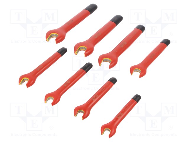 Key set; insulated,spanner; steel; Pcs: 8; Conform to: EN 60900