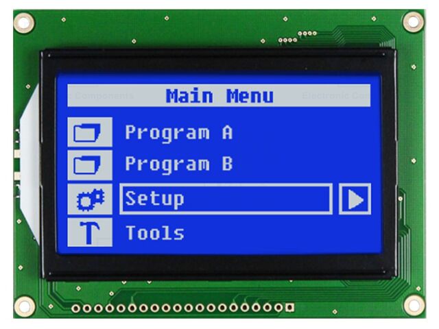 Display: LCD; 128x64; STN Negative; blue; 93x70mm; LED; PIN: 20; 1x20