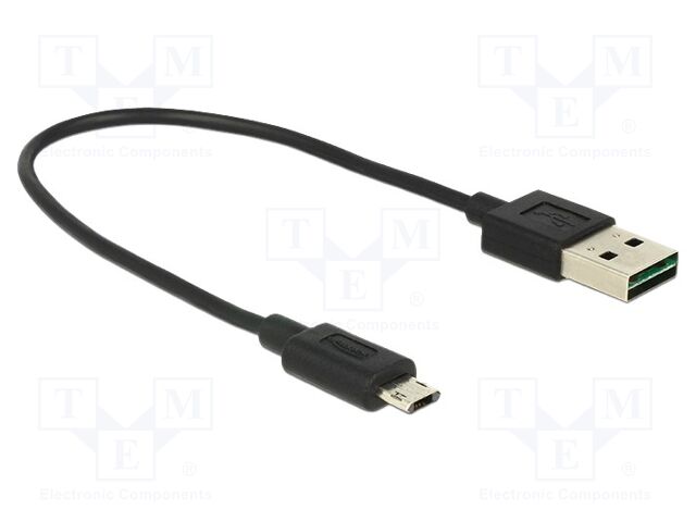 Cable; USB 2.0; gold-plated; 0.2m; black; 24AWG,32AWG; 480Mbps