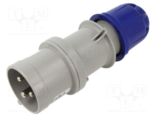 Connector: AC supply 3-phase; male; plug; 2P+PE; 32A; for cable