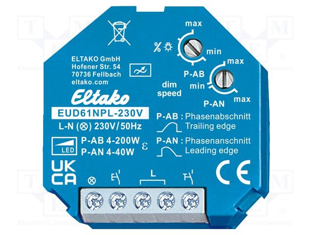 Dimmer; plaster embedded; 230VAC; intelligent house; 200W