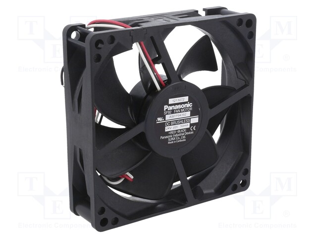 Fan: DC; axial; 24VDC; 92x92x25mm; 57m3/h; 22dBA; ball bearing