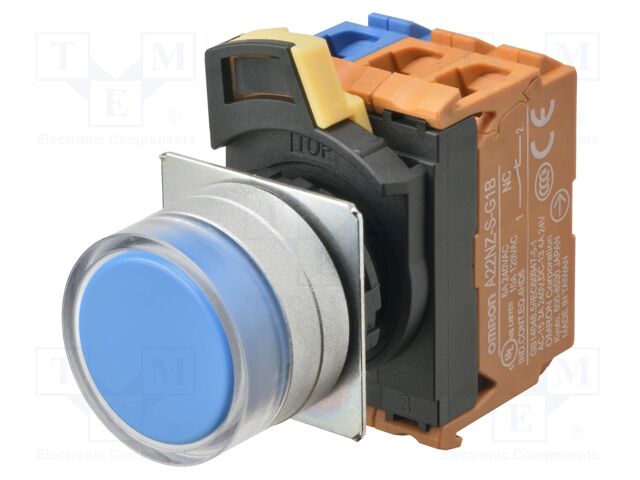 Switch: push-button; 22mm; Stabl.pos: 1; flat; Pos: 2