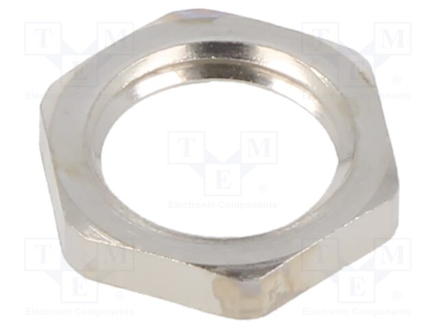 Nut; M12; brass; 15mm; Thread: metric; Pitch: 1.5; Plating: nickel