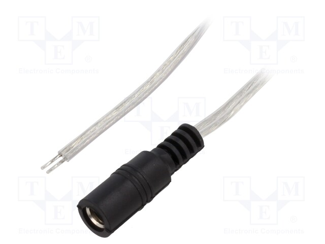 Cable; wires,DC 5,5/2,5 socket; straight; 0.5mm2; transparent