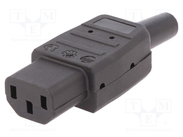 Connector: AC supply; plug; female; 10A; 250VAC; IEC 60320; C13 (F)