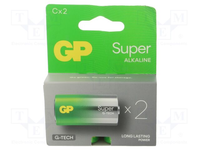 Battery: alkaline; C; 1.5V; non-rechargeable; Ø26.2x50mm; 2pcs.