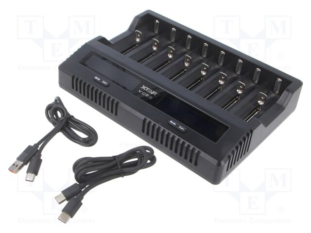 Charger: microprocessor-based; Li-Ion,Ni-MH; Cells quantity: 8