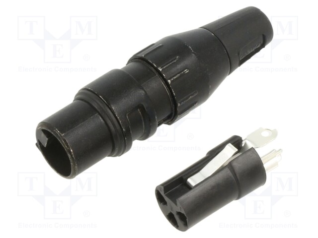 Plug; XLR; female; PIN: 3; straight; for cable; soldering; 50V; 15A