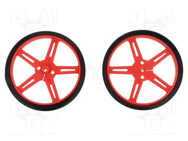 Wheel; red; Shaft: D spring; Pcs: 2; push-in; Ø: 70mm; Shaft dia: 3mm