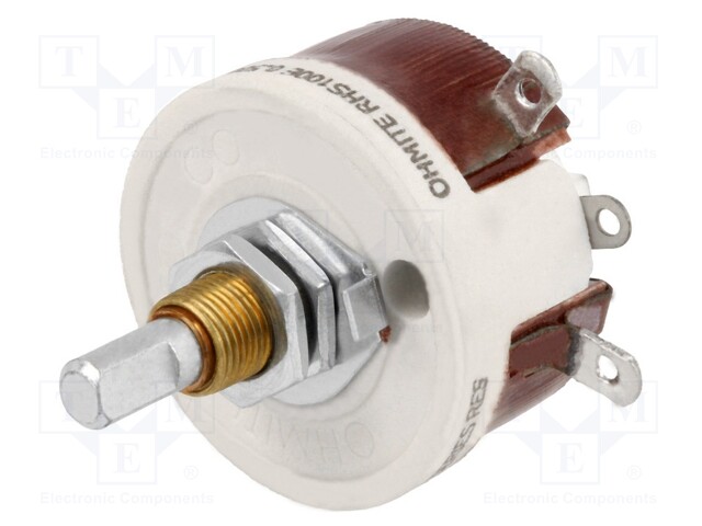 Potentiometer: shaft; single turn; 100Ω; 25W; 6.35mm; wirewound