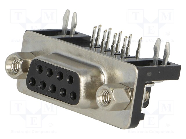 D-Sub; PIN: 9; socket; female; 7,2mm standard; Locking: screws; THT