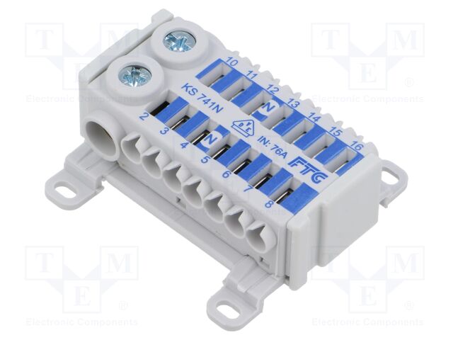 Junction box: 1 screw + 14 spring terminals