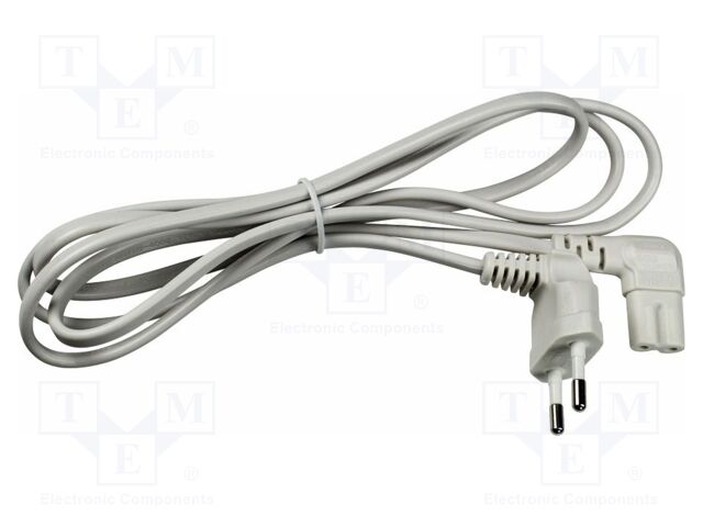 Mains; 2x0.75mm2; without earthing; PVC; white; 5m; 2.5A