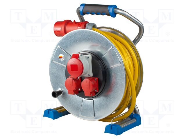 Extension lead; 5G2.5mm2; Sockets: 3; PVC; yellow; 25m; 16A; Xperts