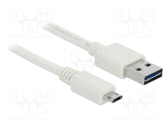 Cable; USB 2.0; gold-plated; 0.2m; white; 24AWG,32AWG; 480Mbps