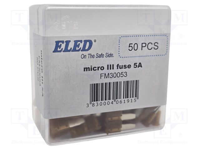 Fuse: fuse; 5A; 32VDC; automotive; 14.3mm; 14.3x3.8x15.3mm