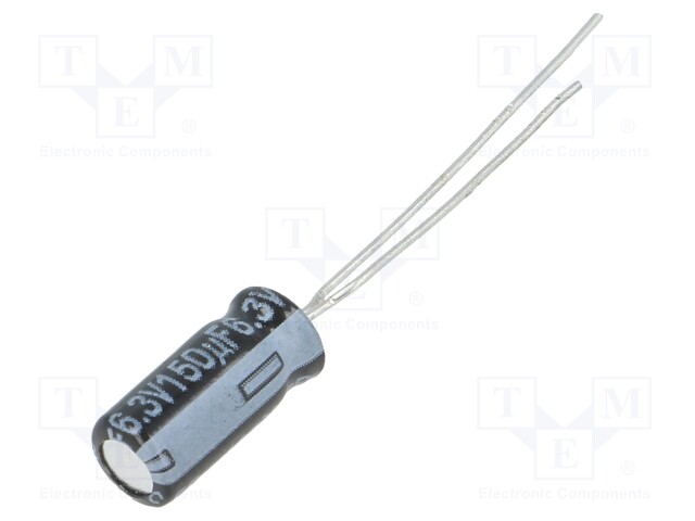 Capacitor: electrolytic; low impedance; THT; 150uF; 6.3VDC; ±20%