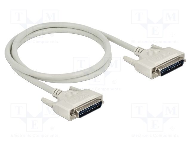 Cable; D-Sub 25pin plug,both sides; Len: 1m; beige; Øcable: 7mm