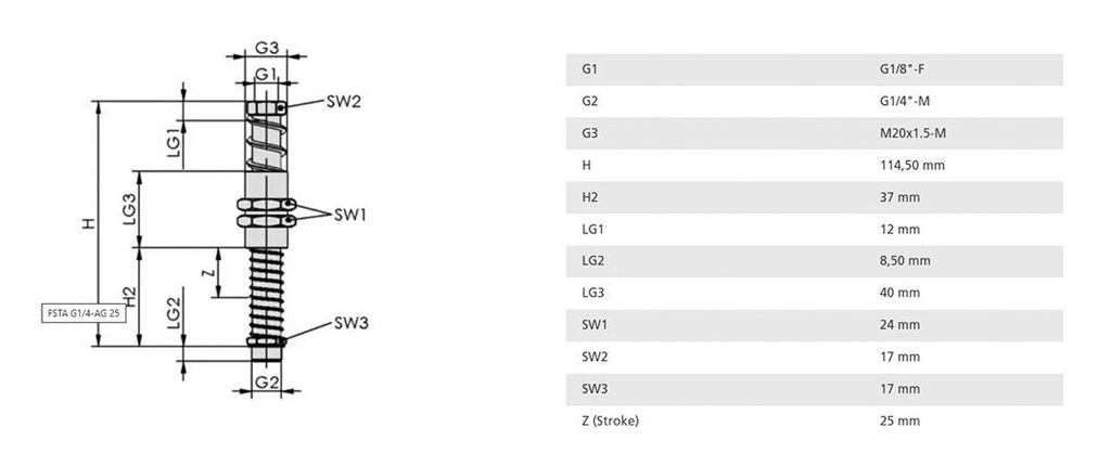 Spring plunger; 0÷80°C; Vert.load: 2400N; 0.71N/mm; FSTA