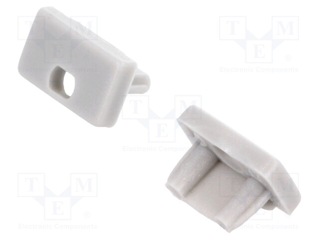 Cap for LED profiles; grey; ABS; Application: SLIM8; V: with hole