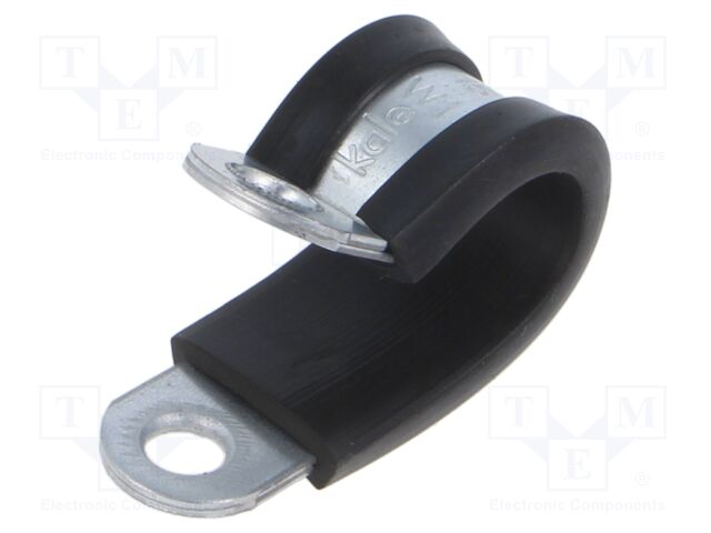 Fixing clamp; ØBundle : 15mm; W: 15mm; steel; Cover material: EPDM