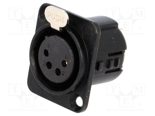 Socket; XLR; female; PIN: 4; straight; soldering; silver plated; 50V