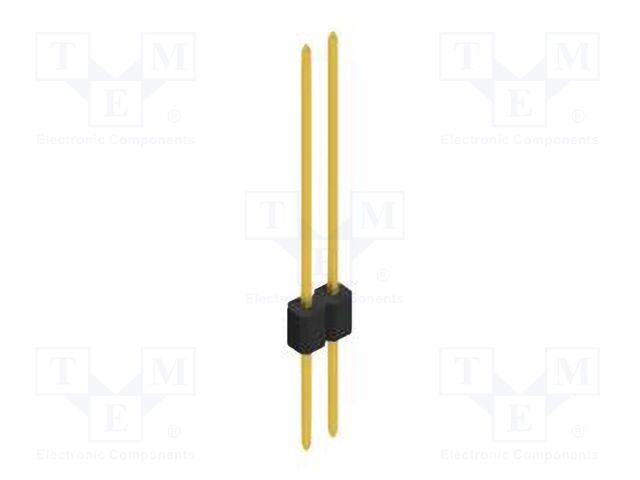 Connector: pin strips; pin header; male; PIN: 2; 1.27mm; THT; 1x2
