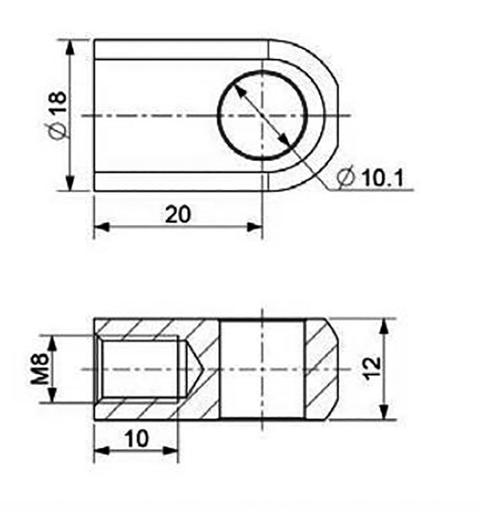 Mounting element for gas spring; Mat: zinc plated steel; 10.1mm