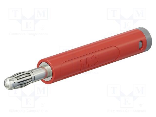 Connector: 4mm banana; plug; 32A; 30VAC; 60VDC; red; nickel plated